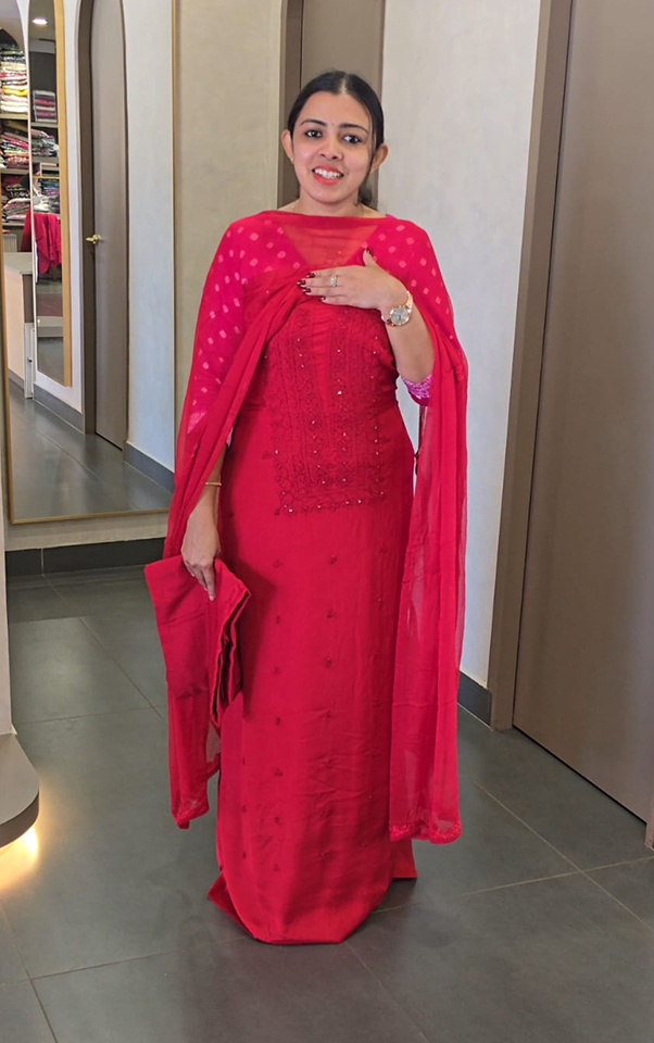 Platinum Chiffon with Lucknowi work